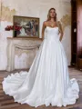 Opulent Ball-Gown Straight Appliques Lace Chapel Train Satin Corset Wedding Dress