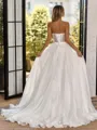 Magnificent A-line Straight Long Sleeves Appliques Lace Court Train Organza Corset Convertible Wedding Dress
