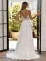 Captivating A-line V-Neck Appliques Lace Sweep Train Wedding Dress