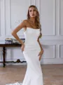 Delicate Sheath Straight Pleated Chapel Train Corset Wedding Dress