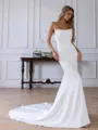 Delicate Sheath Straight Pleated Chapel Train Corset Wedding Dress