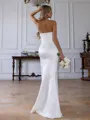 Charming Sheath Sweetheart Pleated Chapel Train Satin Corset Convertible Wedding Dress
