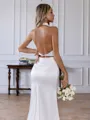 Stunning Sheath Halter Court Train Silk Like Satin Wedding Dress
