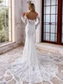 Graceful Sheath Sweetheart Long Sleeves Court Train Lace Corset Wedding Dress