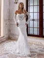Graceful Sheath Sweetheart Long Sleeves Court Train Lace Corset Wedding Dress
