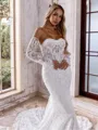 Graceful Sheath Sweetheart Long Sleeves Court Train Lace Corset Wedding Dress