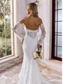 Graceful Sheath Sweetheart Long Sleeves Court Train Lace Corset Wedding Dress
