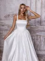 Trendy A-line Straps Floor-Length Satin Wedding Dress