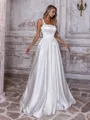 Trendy A-line Straps Floor-Length Satin Wedding Dress