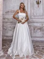 Trendy A-line Straps Floor-Length Satin Wedding Dress