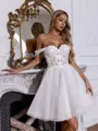 Classy A-line Off-the-Shoulder Appliques Lace Short/Mini Corset Wedding Dress