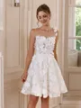 Glamorous A-line One-Shoulder Appliques Lace Short/Mini Lace Corset Wedding Dress