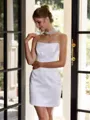 Delicate Sheath Straight Pleated Short/Mini Satin Corset Wedding Dress