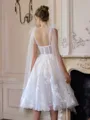 Splendid A-line Straps Appliques Lace Knee-Length Lace Corset Wedding Dress
