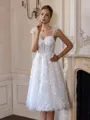 Splendid A-line Straps Appliques Lace Knee-Length Lace Corset Wedding Dress