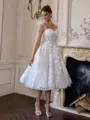 Splendid A-line Straps Appliques Lace Knee-Length Lace Corset Wedding Dress