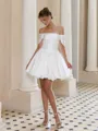 Elegant Ball-Gown Off-the-Shoulder Pleated Short/Mini Taffeta Corset Wedding Dress