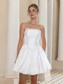 Elegant Ball-Gown Off-the-Shoulder Pleated Short/Mini Taffeta Corset Wedding Dress