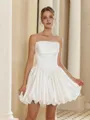 Unforgettable Ball-Gown Straight Pleated Short/Mini Satin Corset Wedding Dress