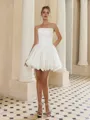 Unforgettable Ball-Gown Straight Pleated Short/Mini Satin Corset Wedding Dress