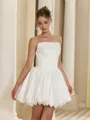 Unforgettable Ball-Gown Straight Pleated Short/Mini Satin Corset Wedding Dress