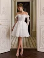 Charming Ball-Gown Off-the-Shoulder Long Sleeves Appliques Lace Short/Mini Lace Corset Wedding Dress
