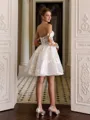 Pretty A-line Sweetheart Long Sleeves Appliques Lace Short/Mini Lace Corset Wedding Dress