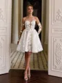 Pretty A-line Sweetheart Long Sleeves Appliques Lace Short/Mini Lace Corset Wedding Dress