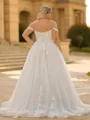 Perfect A-line Off-the-Shoulder Appliques Lace Court Train Tulle Corset Plus Size Wedding Dress