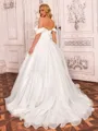 Trendy Ball-Gown Off-the-Shoulder Ruffles Court Train Satin Corset Wedding Dress