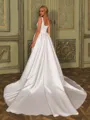 Opulent A-line Square Chapel Train Satin Corset Wedding Dress