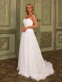 Grand A-line Sweetheart Pleated Sweep Train Chiffon Corset Wedding Dress
