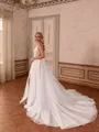 Show-stopping A-line V-Neck Appliques Lace Chapel Train Tulle Wedding Dress