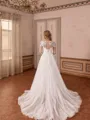 Mesmerizing A-line Scoop Long Sleeves Appliques Lace Chapel Train Tulle Corset Wedding Dress