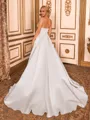 Extravagant A-line Sweetheart Pleated Court Train Satin Corset Wedding Dress