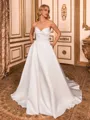 Extravagant A-line Sweetheart Pleated Court Train Satin Corset Wedding Dress