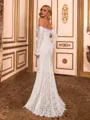 Stunning Sheath Off-the-Shoulder Long Sleeves Floor-Length Lace Corset Wedding Dress