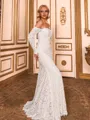Stunning Sheath Off-the-Shoulder Long Sleeves Floor-Length Lace Corset Wedding Dress