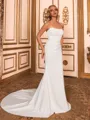 Luxurious Sheath Straight Pleated Court Train Stretch Crepe Corset Wedding Dress