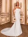 Luxurious Sheath Straight Pleated Court Train Stretch Crepe Corset Wedding Dress