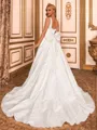 Breathtaking A-line Square Bow Court Train Wedding Dress
