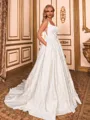 Breathtaking A-line Square Bow Court Train Wedding Dress