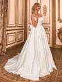 Breathtaking A-line Square Bow Court Train Wedding Dress