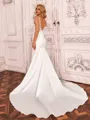 Perfect Sheath V-Neck Appliques Lace Court Train Satin Wedding Dress