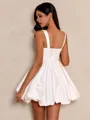 Bubbly Love White A-line Square Short/Mini Taffeta Dress
