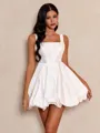 Bubbly Love White A-line Square Short/Mini Taffeta Dress