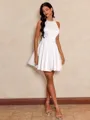 Beaming Perfection White A-line Scoop Bow Short/Mini Satin Dress
