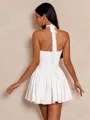 Adorable Poise White A-line Halter Bow Short/Mini Dress