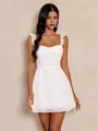 Party with Prosecco White A-line Straps Pleated Short/Mini Chiffon Dress