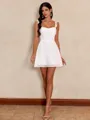 Party with Prosecco White A-line Straps Pleated Short/Mini Chiffon Dress